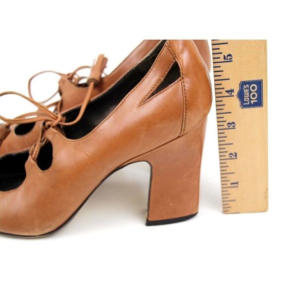 VINTAGE B.MAKOWSKY BROWN GENUINE LEATHER HIGH HEEL ROUND TOE LACES SHOES Sz 6.5M - Picture 8 of 11